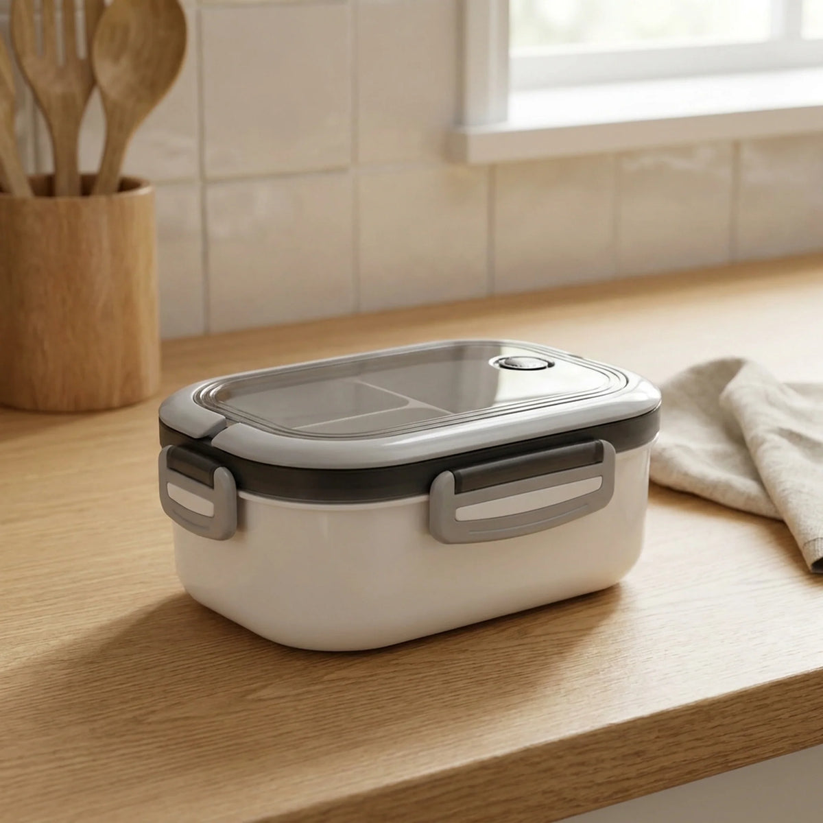Bento Lunchbox Two-Tier Stackable Fork & Spoon