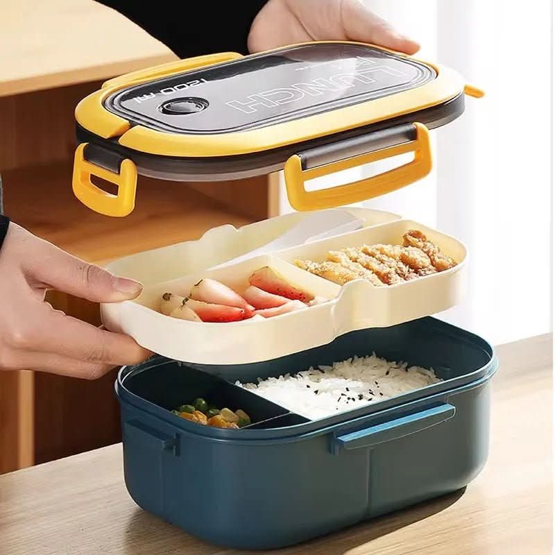 Bento Lunchbox Two-Tier Stackable Fork & Spoon