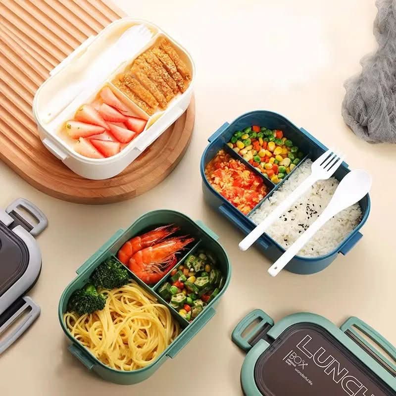 Bento Lunchbox Two-Tier Stackable Fork & Spoon