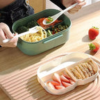Bento Lunchbox Two-Tier Stackable Fork & Spoon
