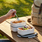 Bento Lunchbox Two-Tier Stackable Fork & Spoon