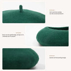 Beret Soft Breathable Wool One-Size Stretch Fit