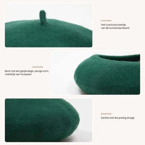 Beret Soft Breathable Wool One-Size Stretch Fit