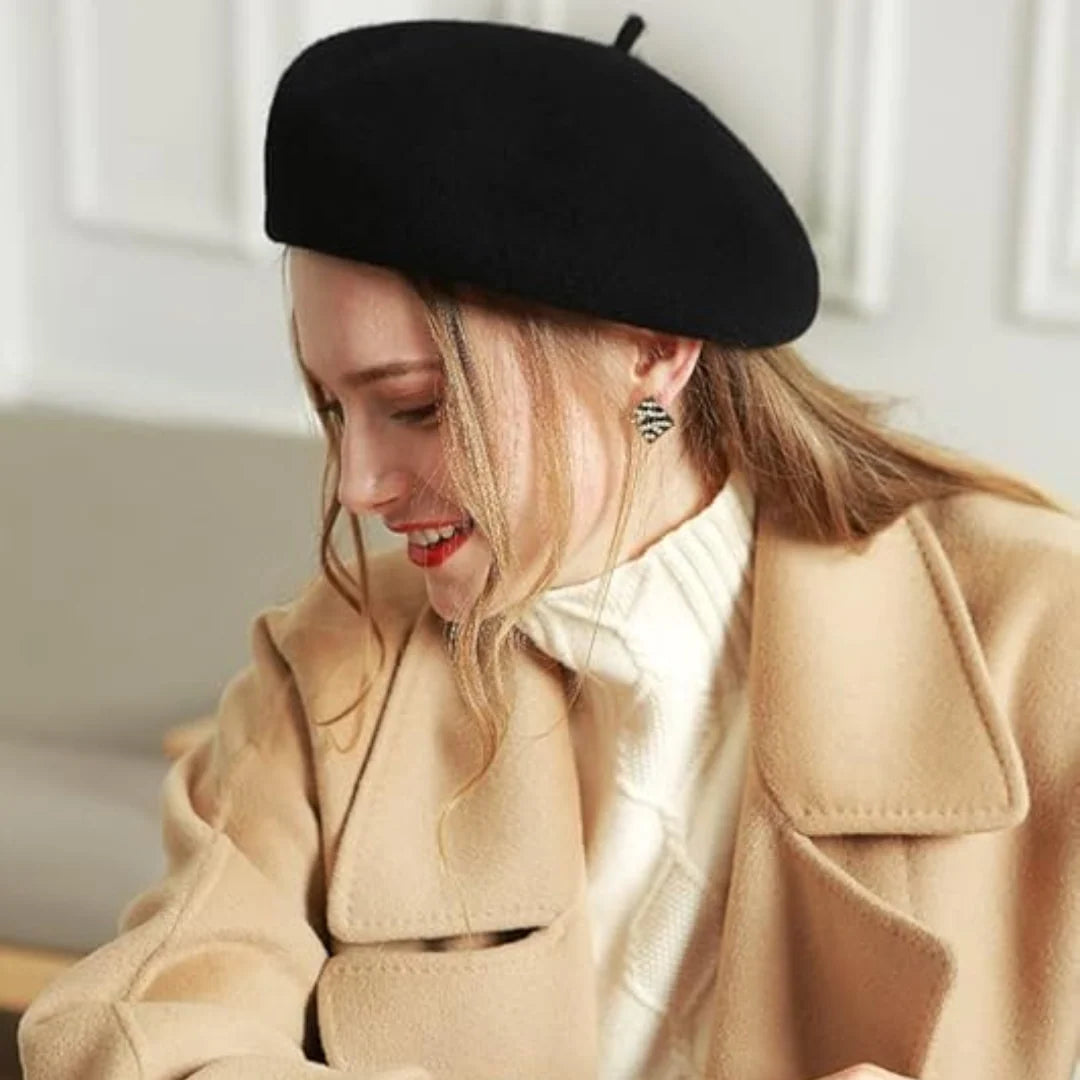 Beret Soft Breathable Wool One-Size Stretch Fit