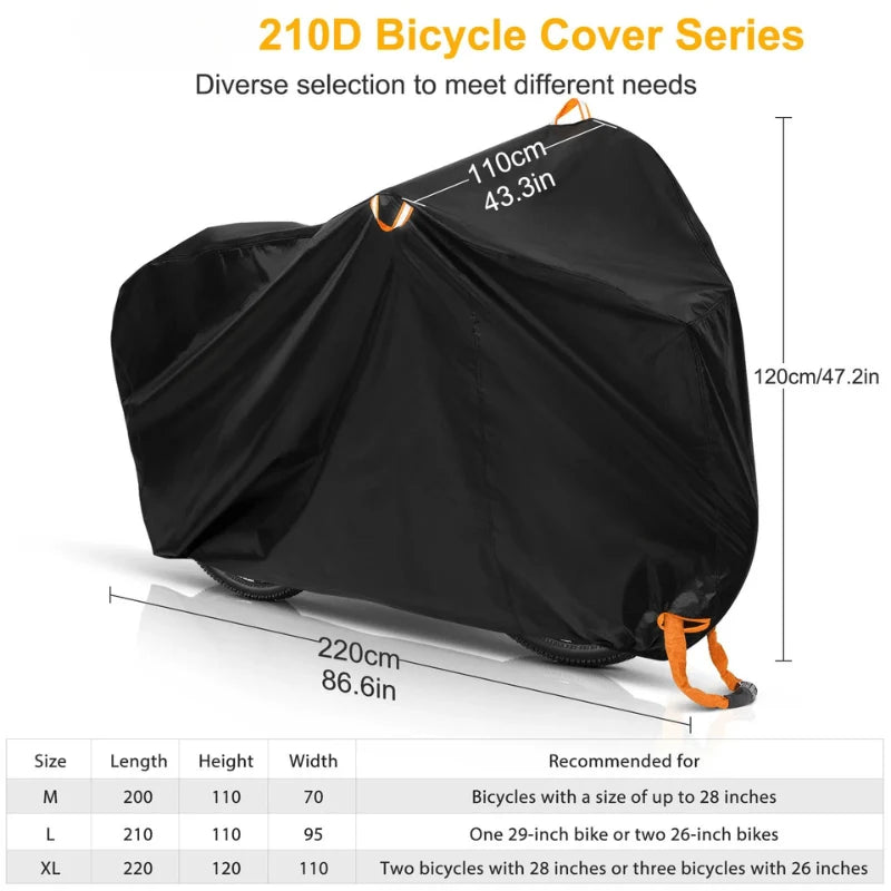 Bicycle Cover Waterproof UV-Resistant Windproof Fasteners