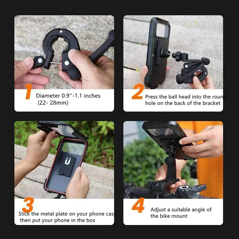Bicycle Phone Mount Waterproof Touchscreen 360 Degree Rotation