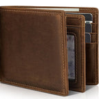 Bifold Wallet Genuine Leather RFID-Blocking Slim Design