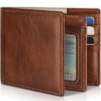 Bifold Wallet Genuine Leather RFID-Blocking Slim Design