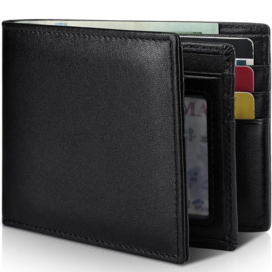 Bifold Wallet Genuine Leather RFID-Blocking Slim Design