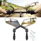 Bike Handlebar Mirrors HD Flat Glass 360° Rotating Foldable Pair