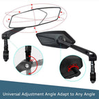 Bike Handlebar Mirrors HD Flat Glass 360° Rotating Foldable Pair