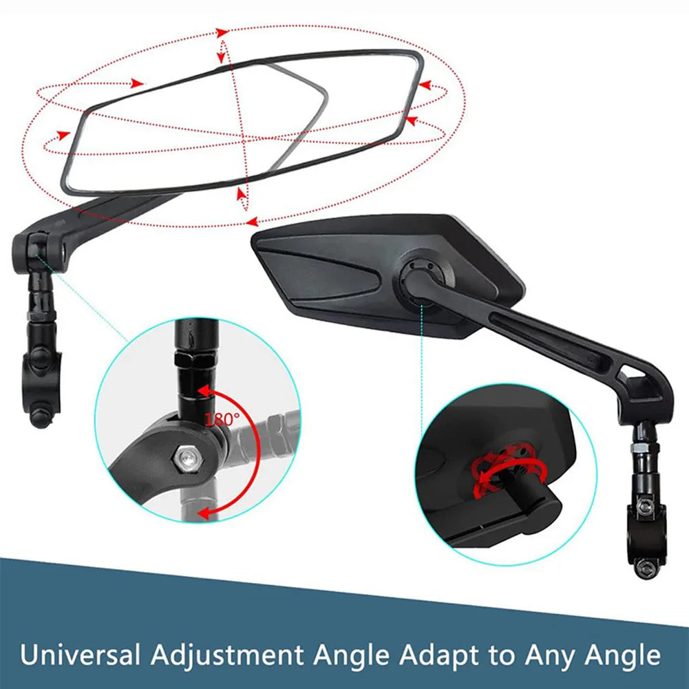 Bike Handlebar Mirrors HD Flat Glass 360° Rotating Foldable Pair
