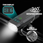 Bike Light 5000 Lumens USB-C Rechargeable Digital Battery Display