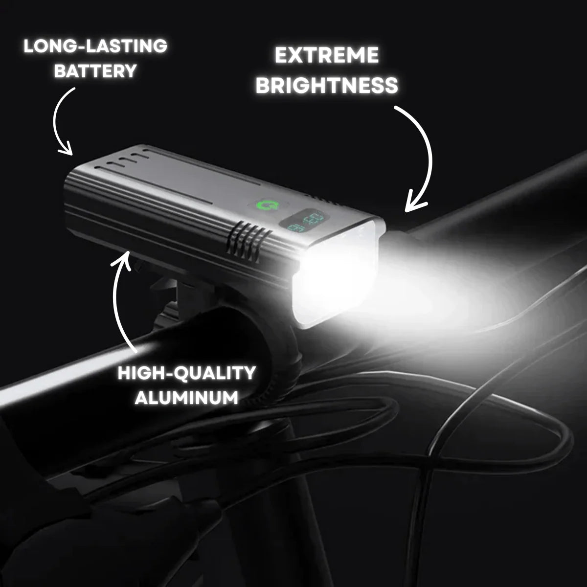 Bike Light 5000 Lumens USB-C Rechargeable Digital Battery Display
