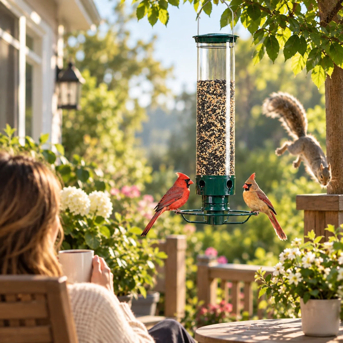 Bird Feeder Squirrel-Proof Rotating 4 Feeding Stations