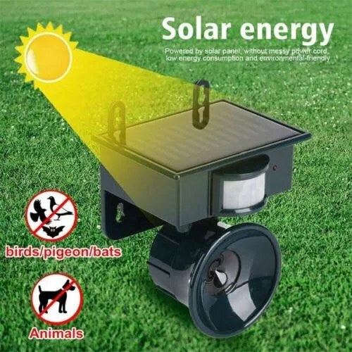 Bird Repellent Ultrasonic Motion-Activated Solar-Powered