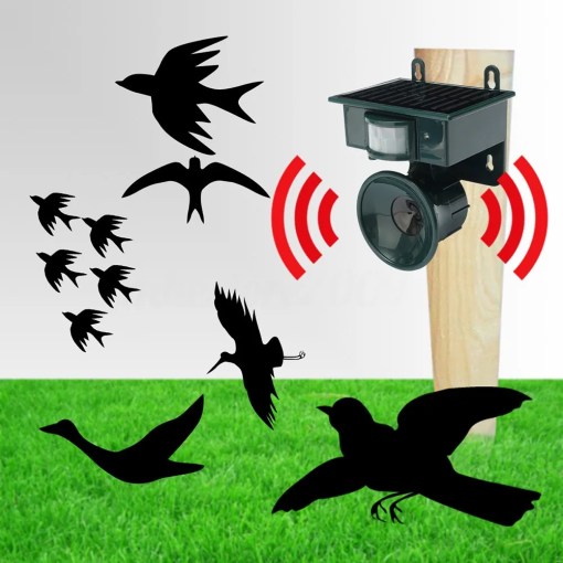 Bird Repellent Ultrasonic Motion-Activated Solar-Powered