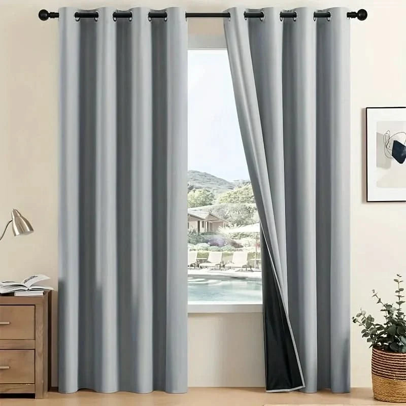 Blackout Curtains 100% Light Blocking Thermal Insulated Set of 2