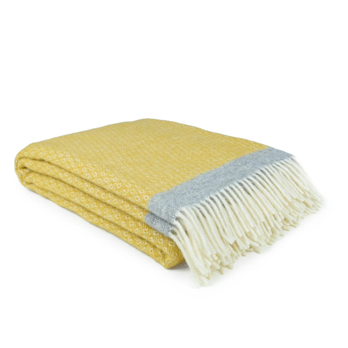 Blanket Organic Lambswool Knitted Texture With Fringed Edge