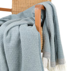 Blanket Organic Lambswool Knitted Texture With Fringed Edge