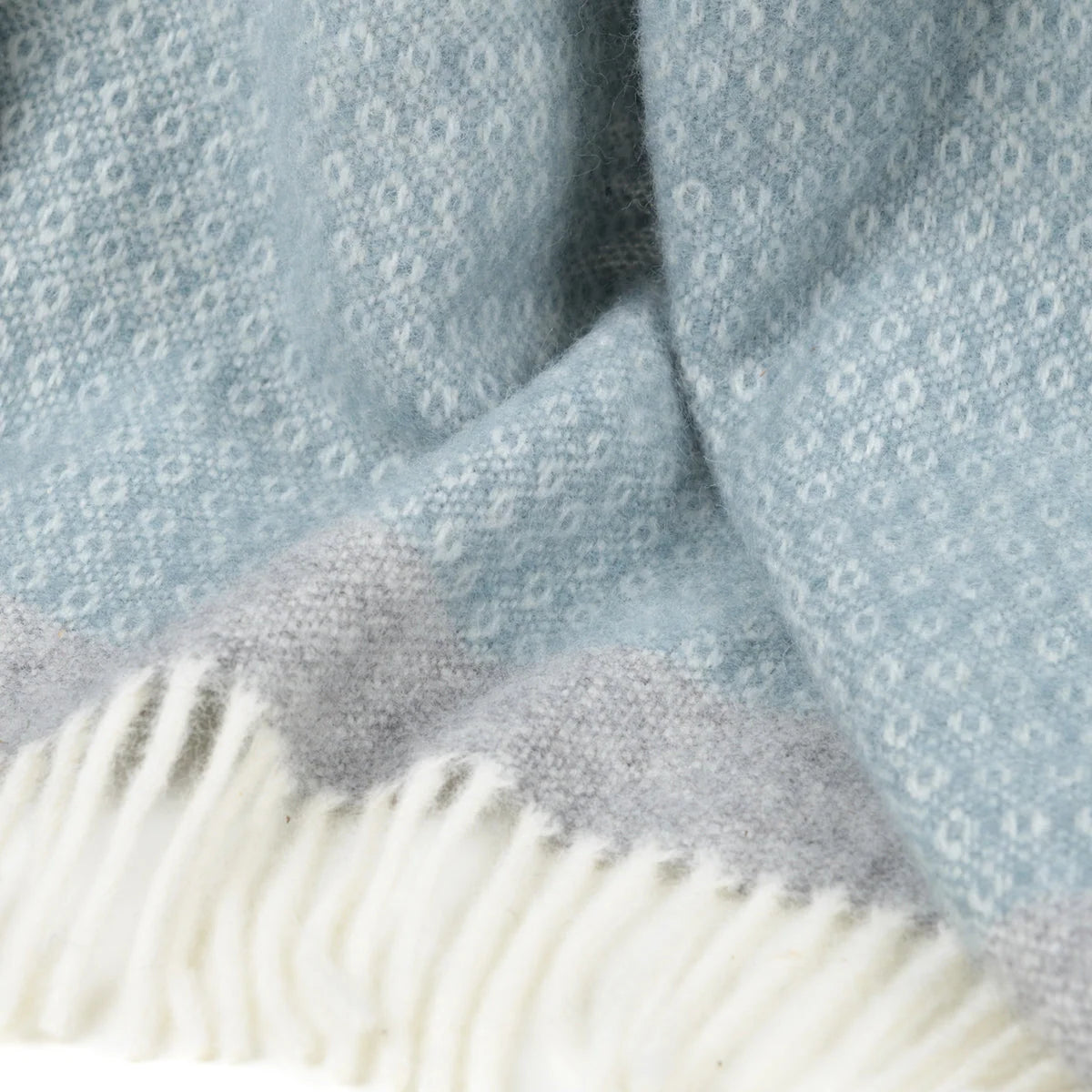 Blanket Organic Lambswool Knitted Texture With Fringed Edge