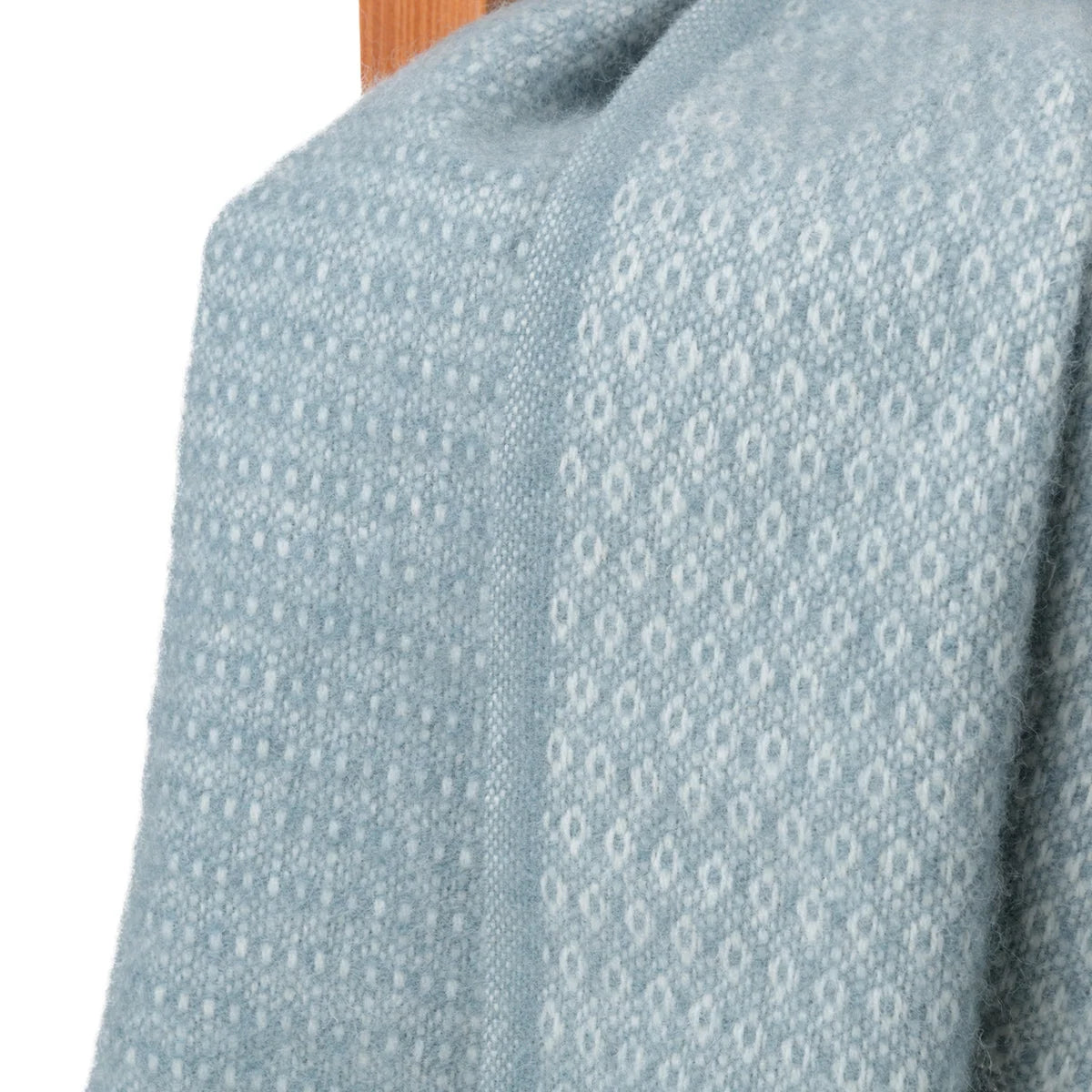 Blanket Organic Lambswool Knitted Texture With Fringed Edge