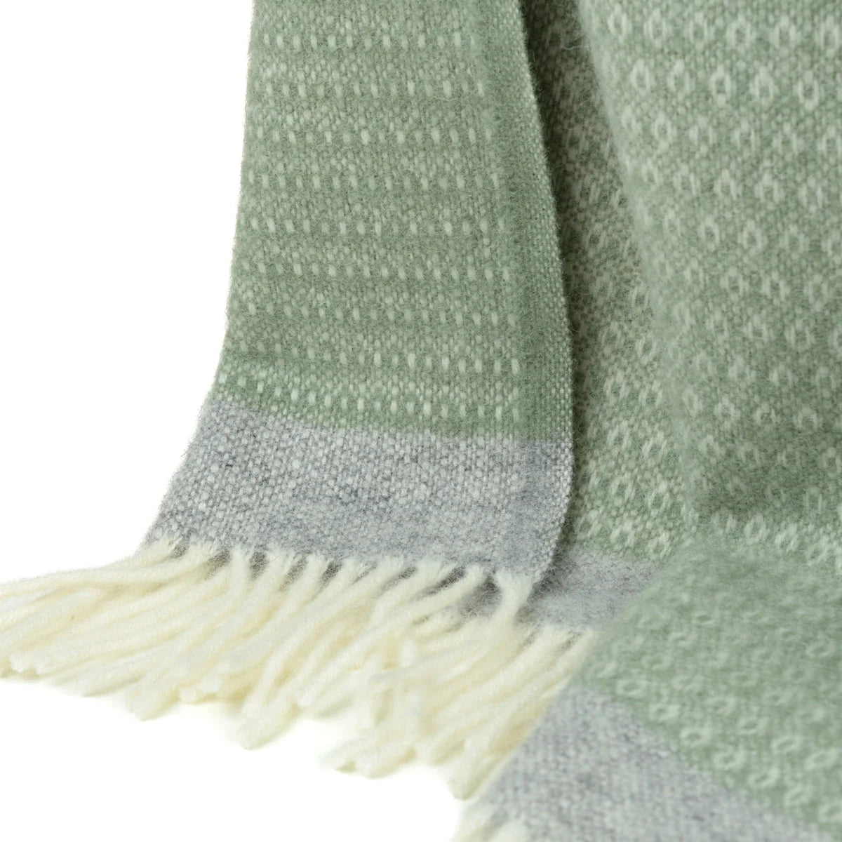Blanket Organic Lambswool Knitted Texture With Fringed Edge