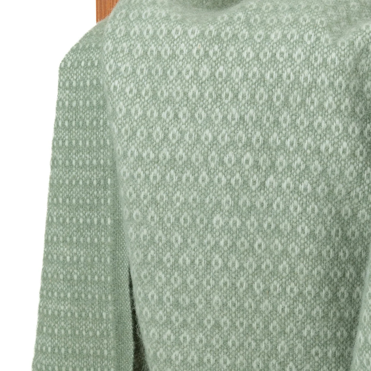Blanket Organic Lambswool Knitted Texture With Fringed Edge