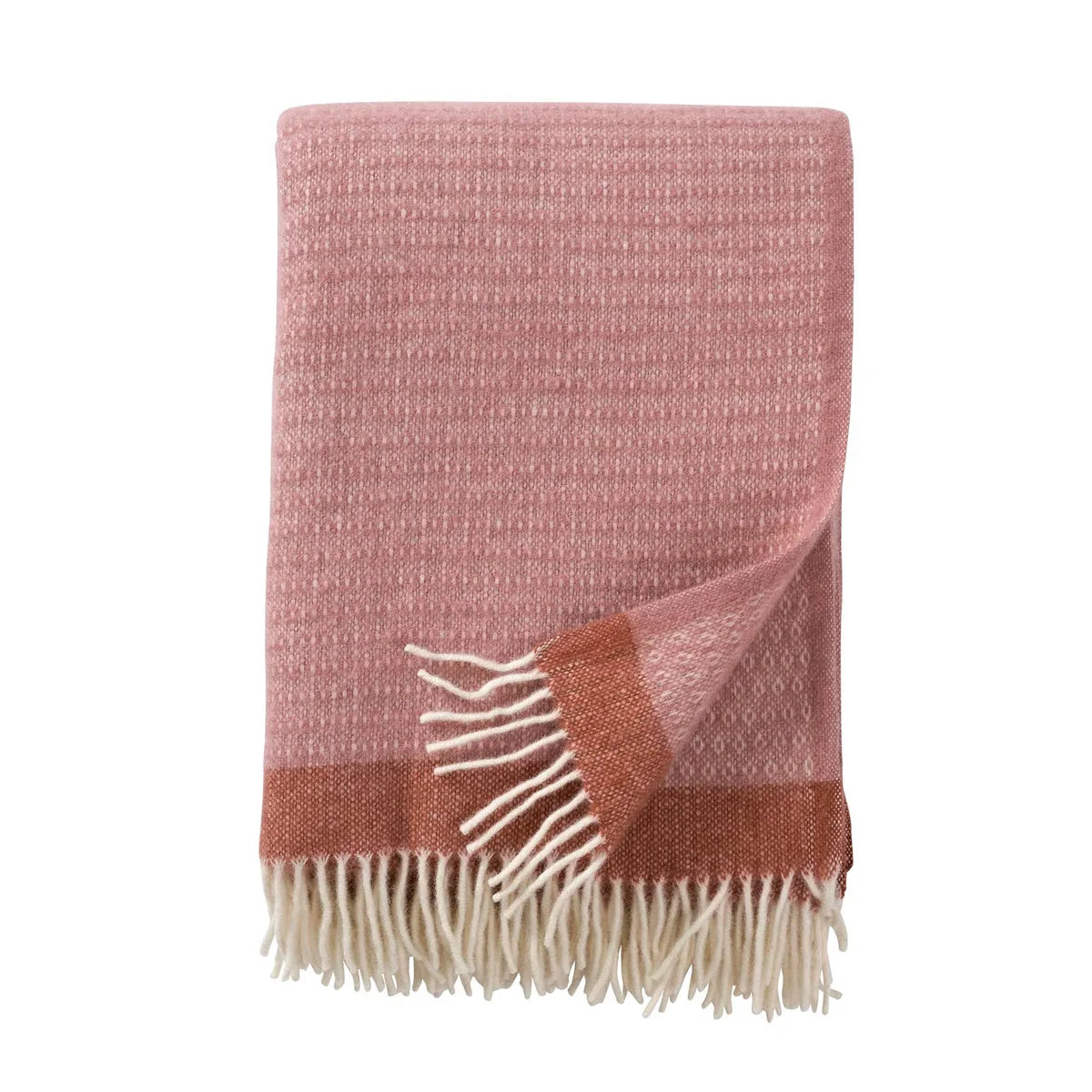 Blanket Organic Lambswool Knitted Texture With Fringed Edge