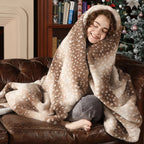 Blanket Reversible Faux Fur Deer Pattern