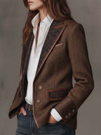 Blazer Herringbone Pattern Paisley Lapels Two-Button