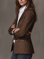 Blazer Herringbone Pattern Paisley Lapels Two-Button