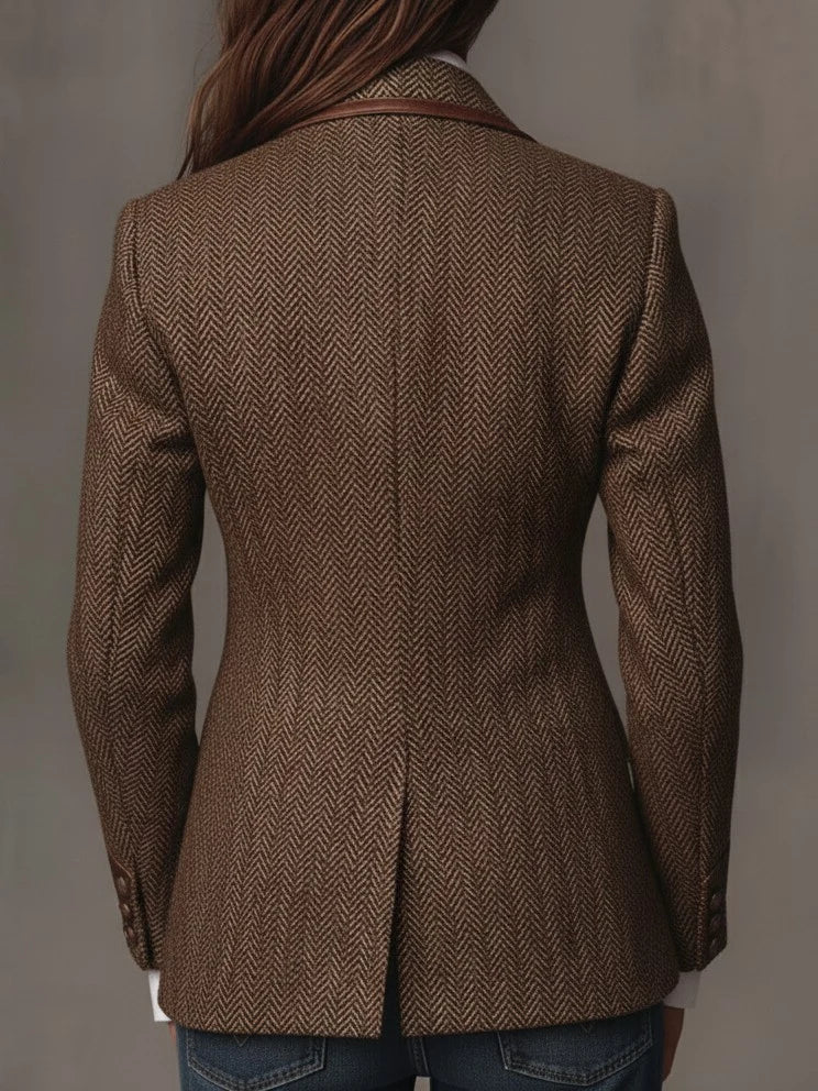 Blazer Herringbone Pattern Paisley Lapels Two-Button
