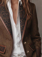 Blazer Herringbone Pattern Paisley Lapels Two-Button