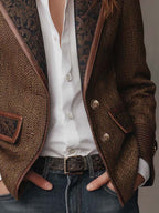 Blazer Herringbone Pattern Paisley Lapels Two-Button