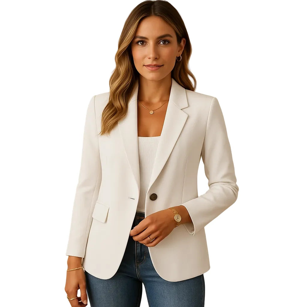 Blazer Single-Breasted Notch Lapel & Flap Pockets