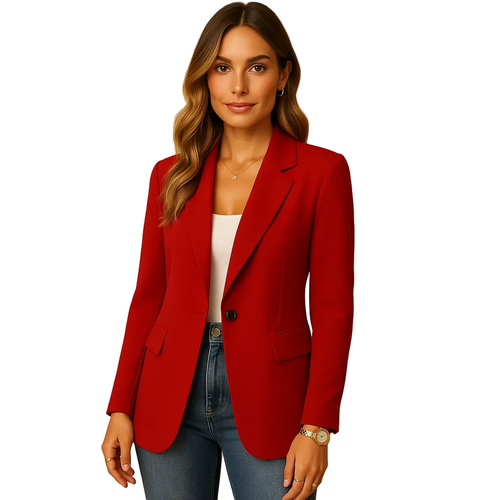 Blazer Single-Breasted Notch Lapel & Flap Pockets