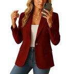 Blazer Single-Breasted Notch Lapel & Flap Pockets