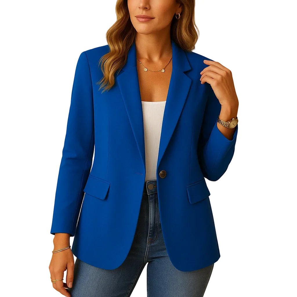 Blazer Single-Breasted Notch Lapel & Flap Pockets