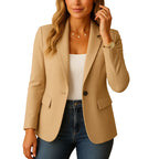 Blazer Single-Breasted Notch Lapel & Flap Pockets