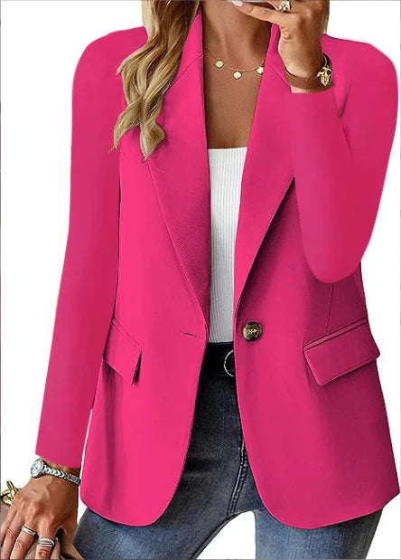 Blazer Single-Breasted Notch Lapel & Flap Pockets