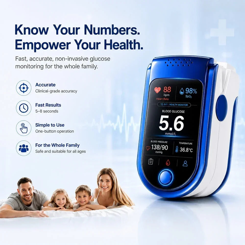 Blood Glucose Monitor Non-Invasive Needle-Free Daily Tracking