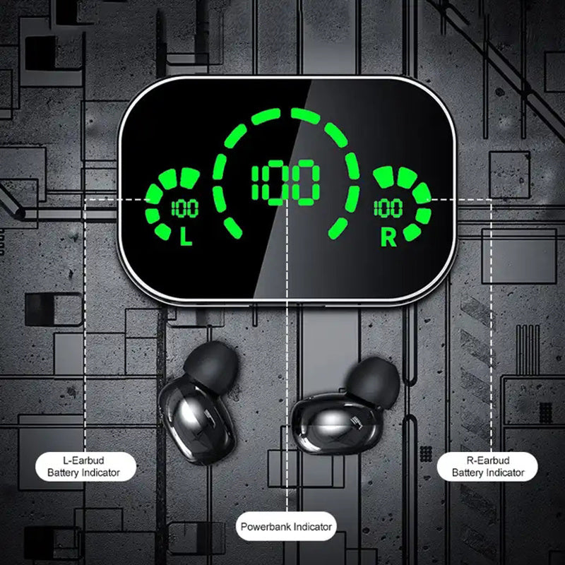 Bluetooth Earbuds LED Battery Display Touch Controls 4-Hour Playtime