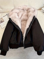 Bomber Jacket Faux Fur Cozy Warmth Non-Stretch Fit
