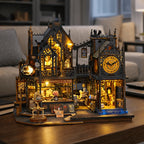 Book Nook Puzzle 3D Wooden LED Lighting Glue-Free Assembly