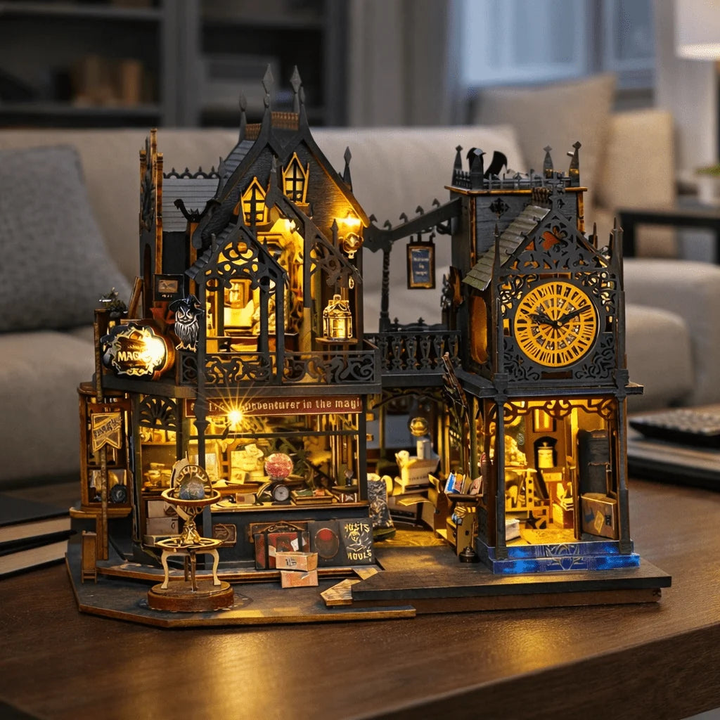 Book Nook Puzzle 3D Wooden LED Lighting Glue-Free Assembly