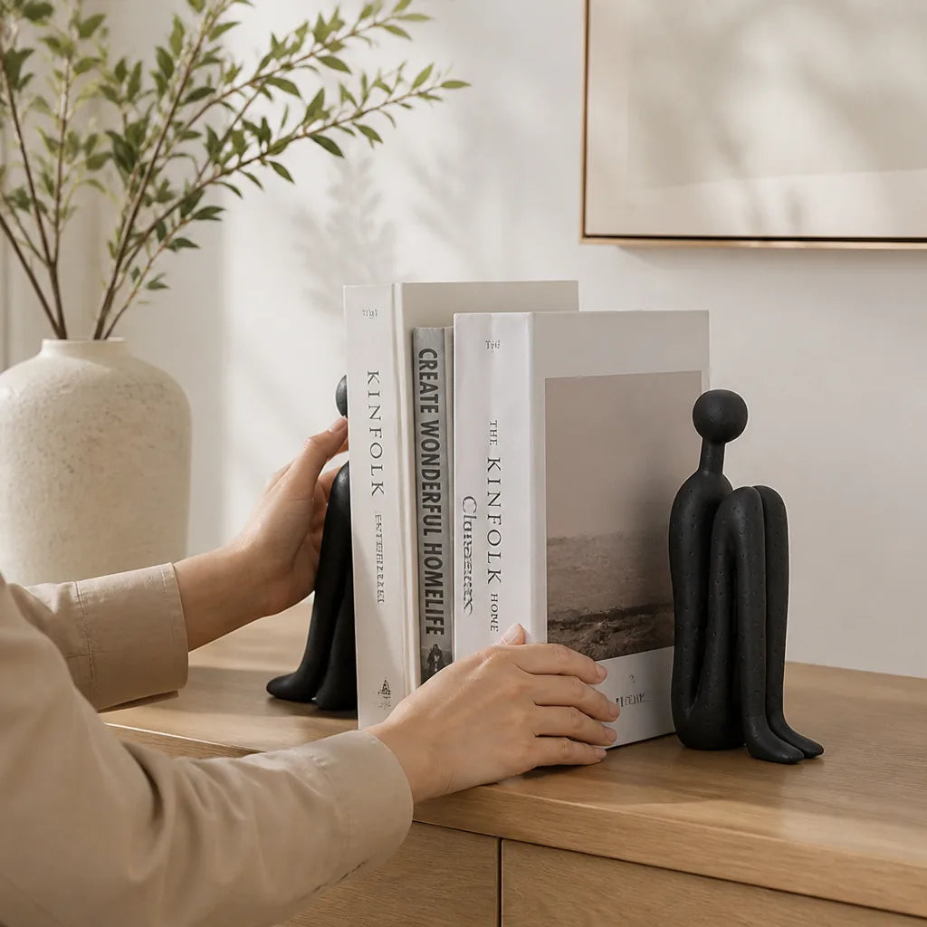 Bookends Set Porcelain Minimalist Stable Support