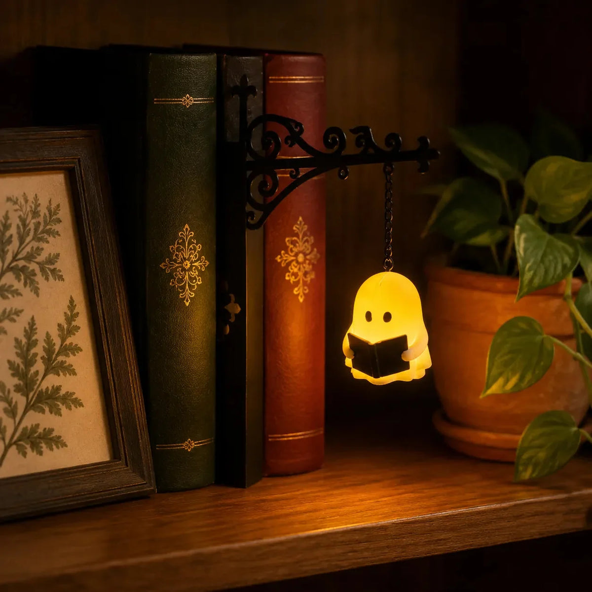 Bookshelf Lantern Cordless Tool-Free Warm Amber LED
