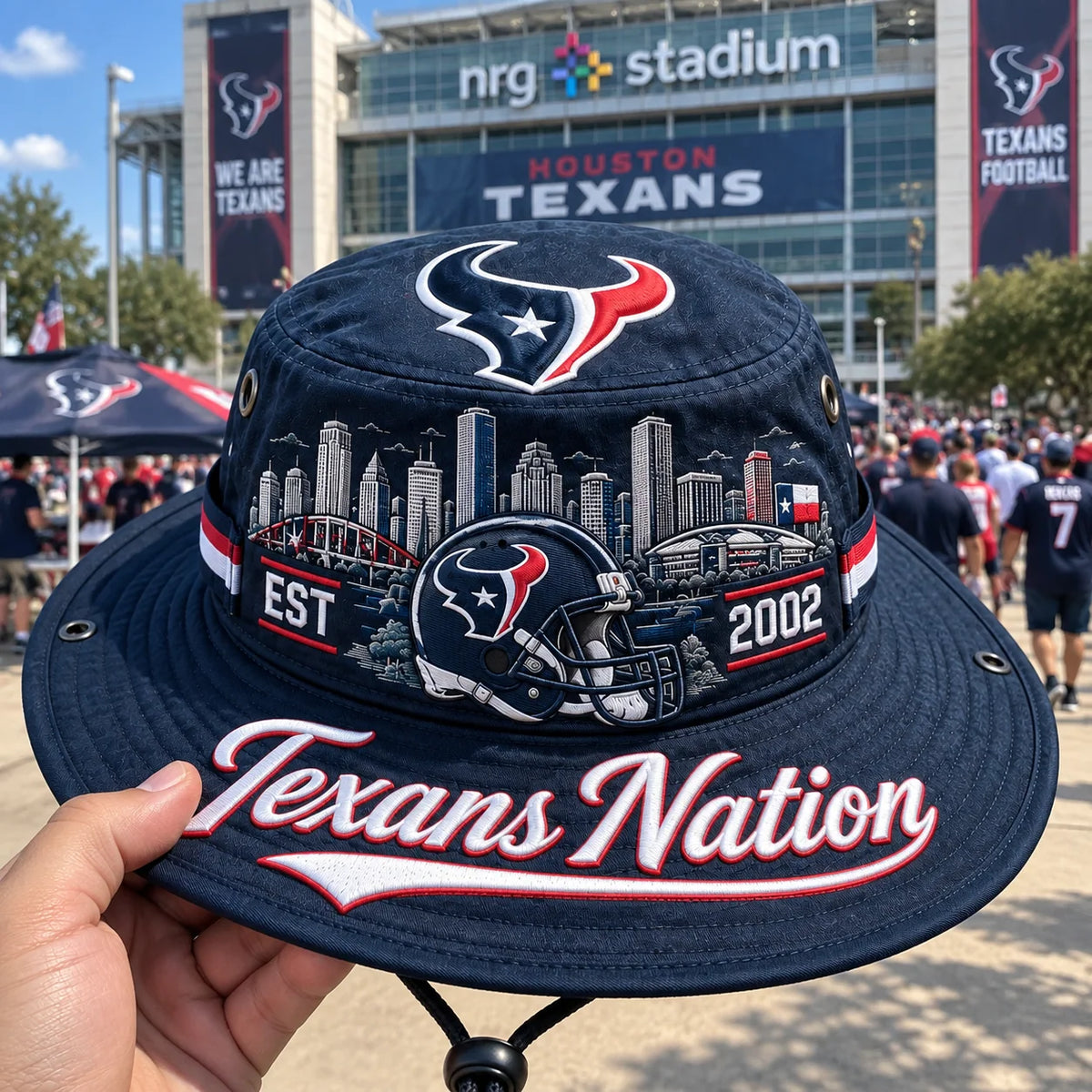 Boonie Hat Football Graphic Wide Brim Adjustable Chin Cord
