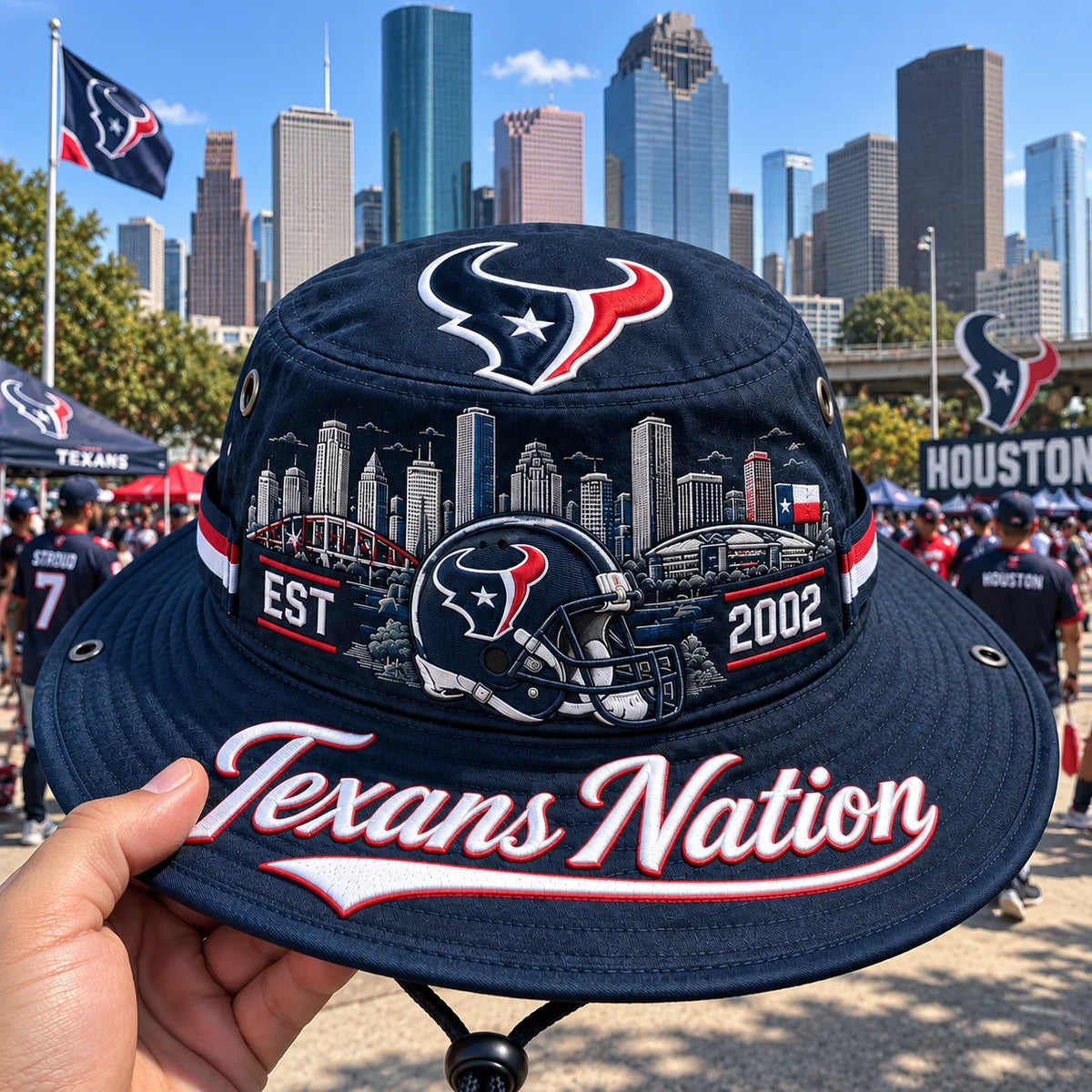 Boonie Hat Football Graphic Wide Brim Adjustable Chin Cord